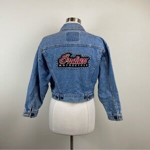 Levi Strauss Indian Motorcycle Denim Blue Jean Jacket Women Medium Cotton USA